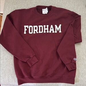 Champion Maroon Crewneck Sweatshirt with White Fordham Lettering